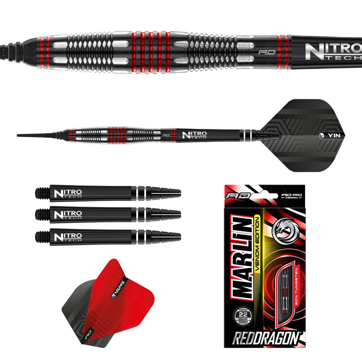 Red Dragon Marlin Venom 90% Tungsten Soft Tip Darts (18 grams)