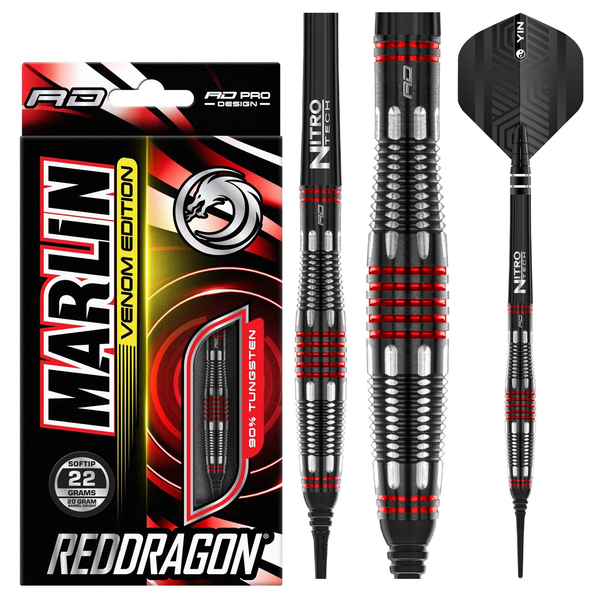 Red Dragon Marlin Venom 90% Tungsten Soft Tip Darts (18 grams)