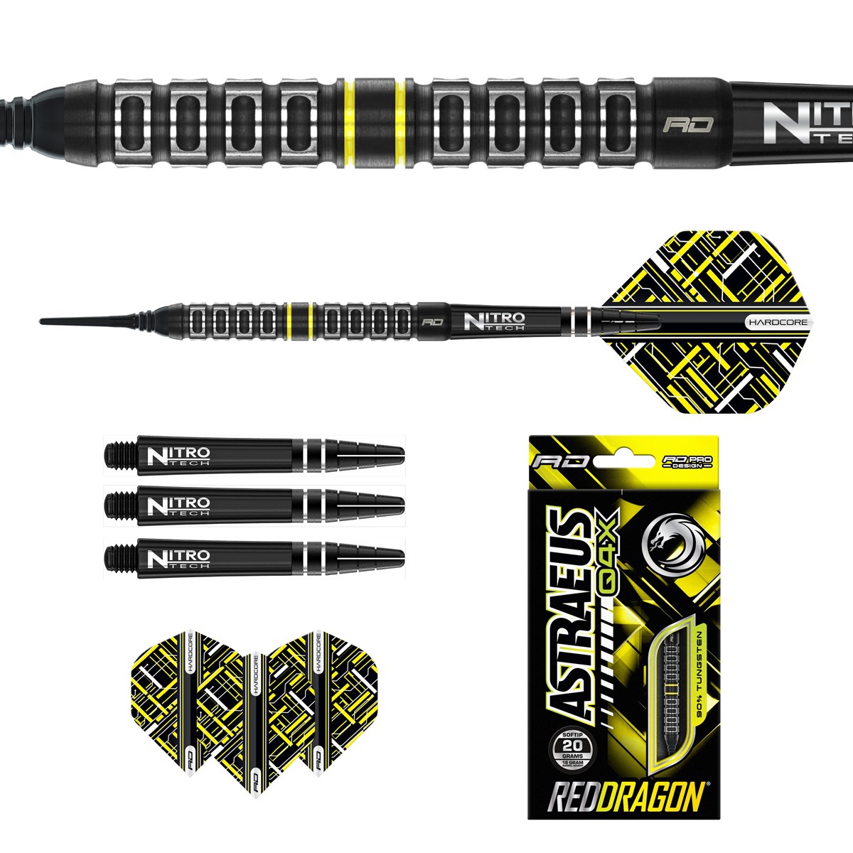 Red Dragon Astraeus Q4X Parallel 90% Tungsten Soft Tip Darts (18 grams)