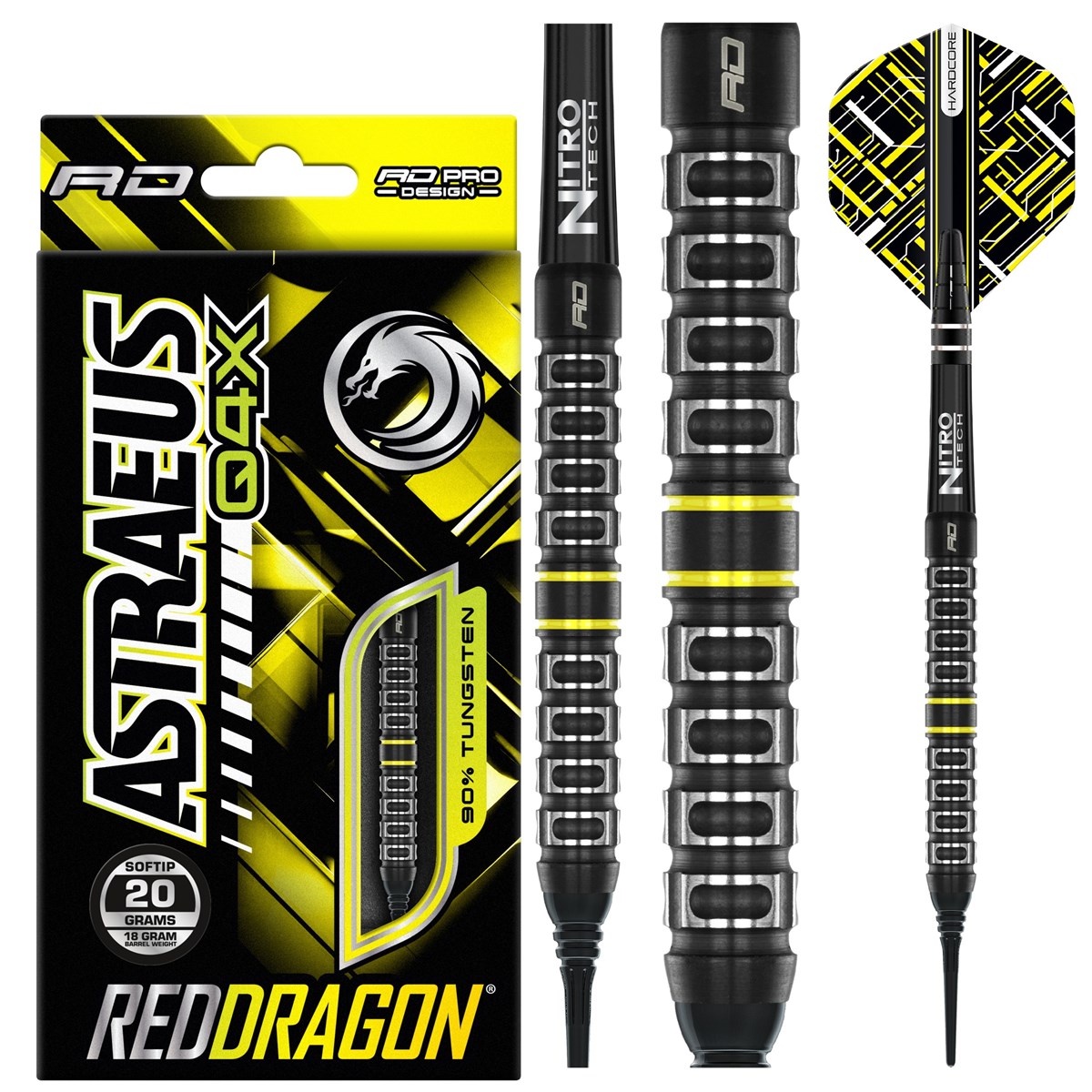 Red Dragon Astraeus Q4X Parallel 90% Tungsten Soft Tip Darts (18 grams)