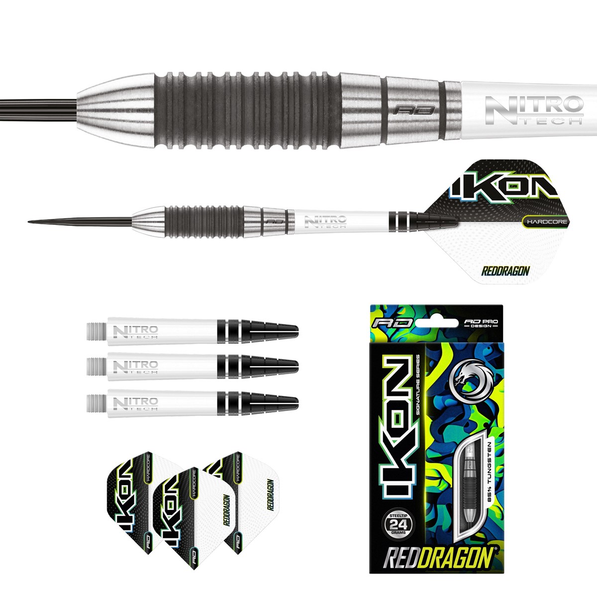 Red Dragon Ikon 1.2 85% Tungsten Steel Tip Darts (24 grams)