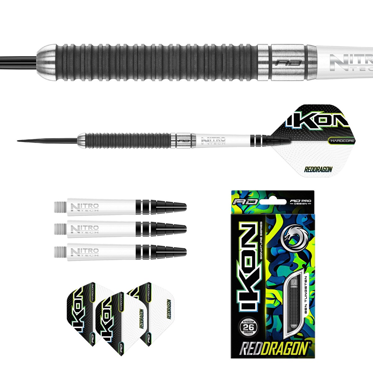 Red Dragon Ikon 1.4 85% Tungsten Steel Tip Darts (26 grams)
