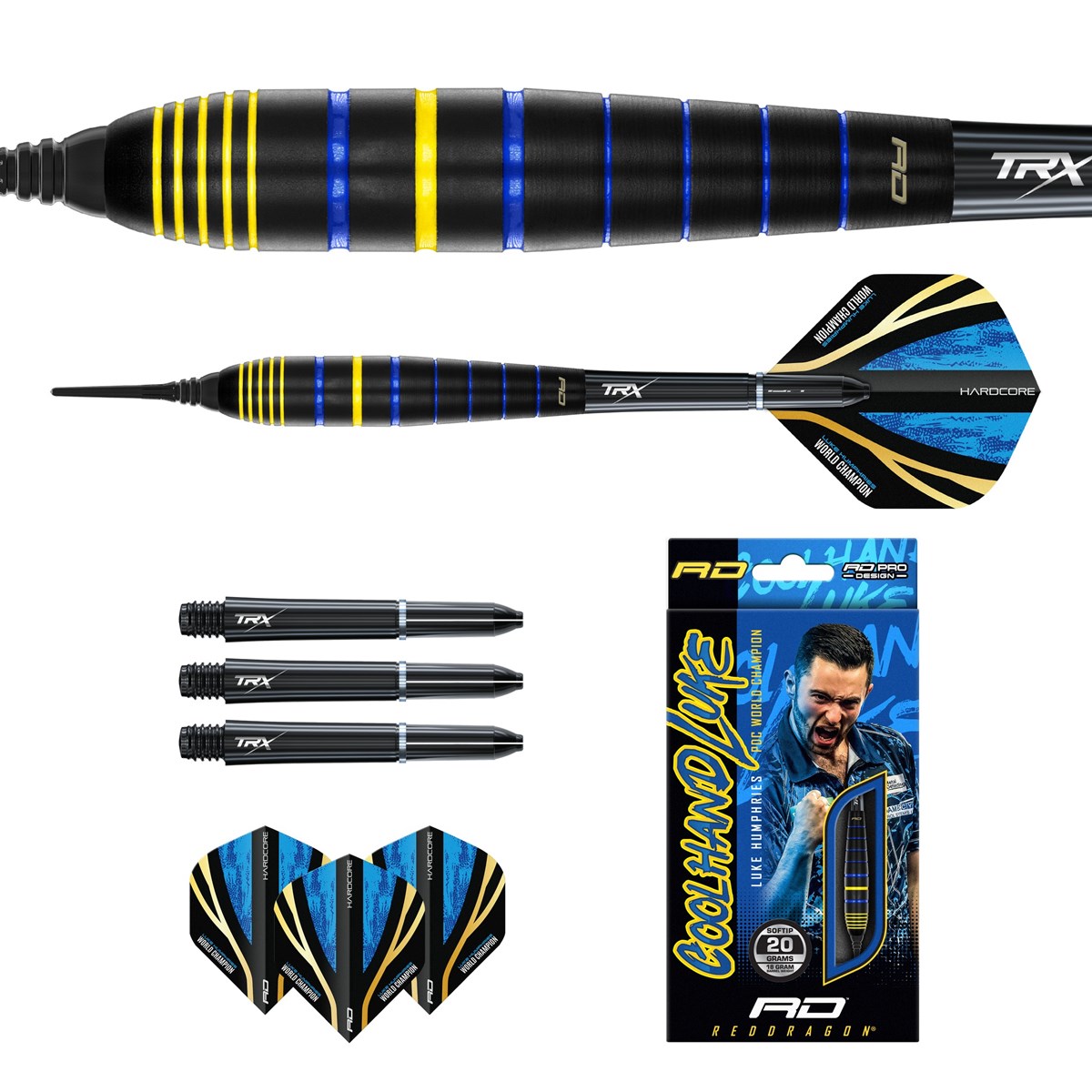 Red Dragon Luke Humphries World Champion Brass Soft Tip Darts (18 grams)