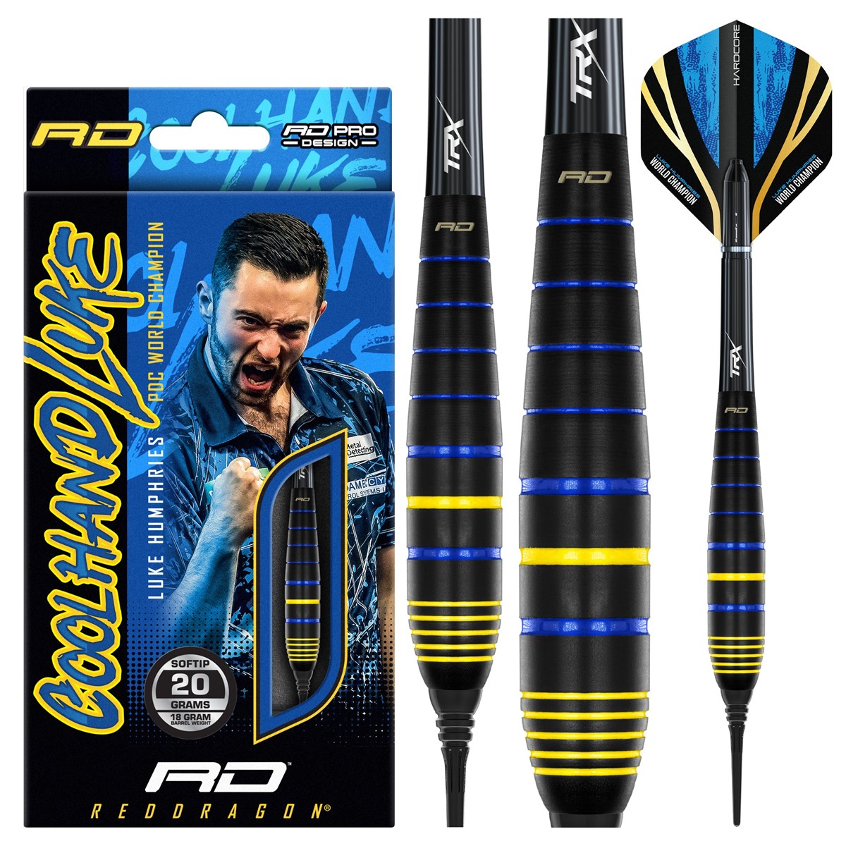 Red Dragon Luke Humphries World Champion Brass Soft Tip Darts (18 grams)