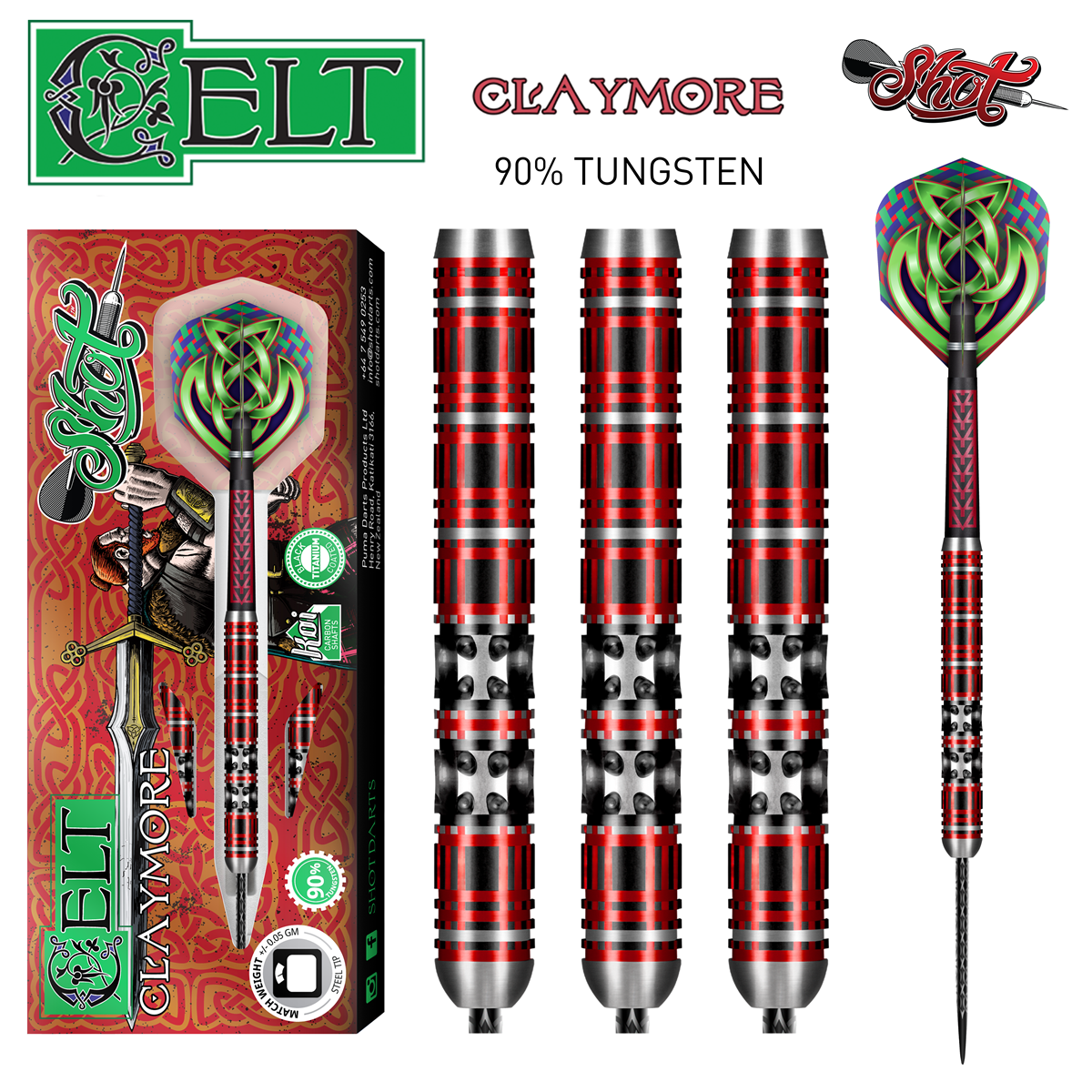 Shot Celt Claymore 90% Tungsten Steel Tip Dart 25 grams