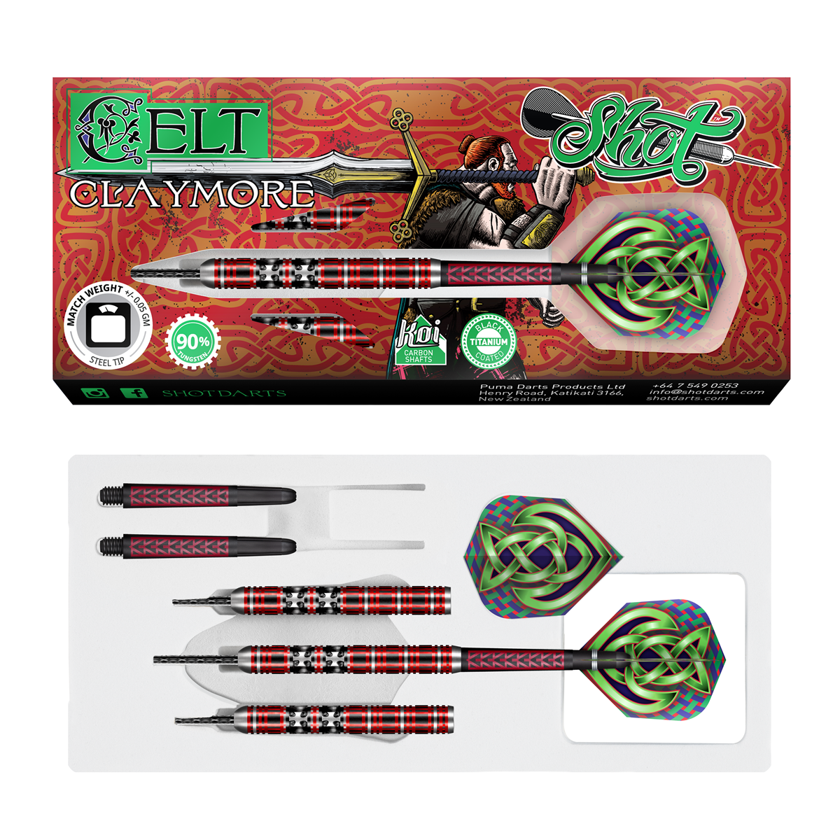 Shot Celt Claymore 90% Tungsten Steel Tip Dart 25 grams