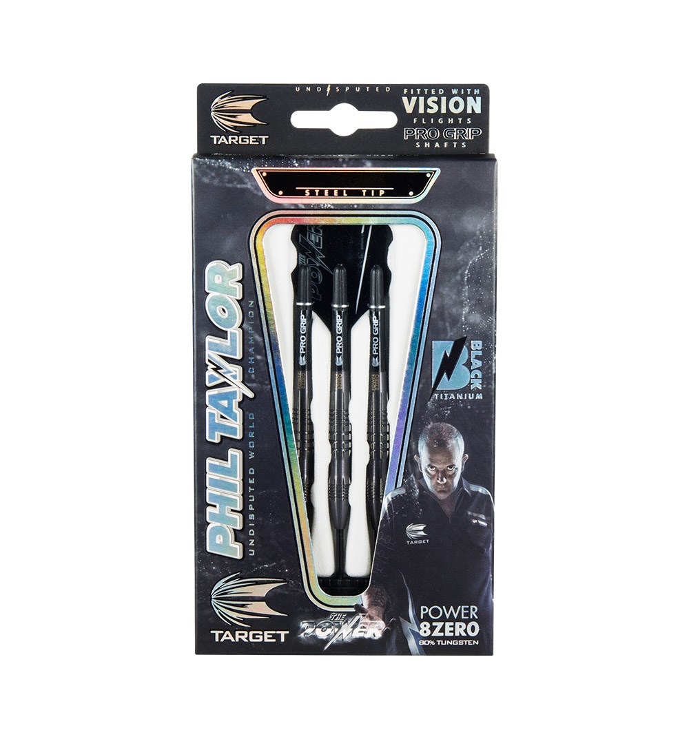 Target Darts Phil Taylor Power 8Zero Black Titanium 80% Tungsten 24 grams