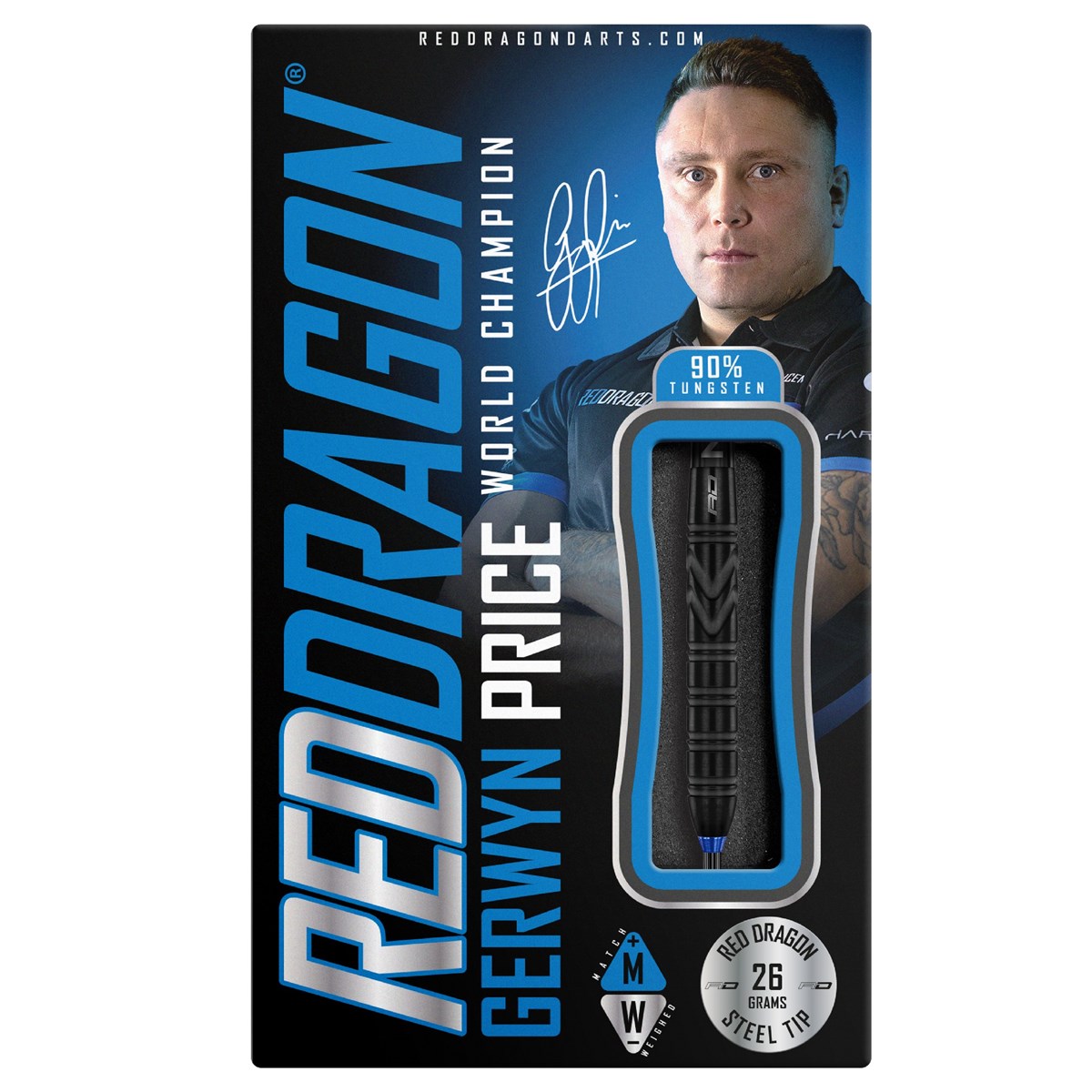 Red Dragon Gerwyn Price Black SE 90% Tungsten Steel Tip Darts (26 grams)
