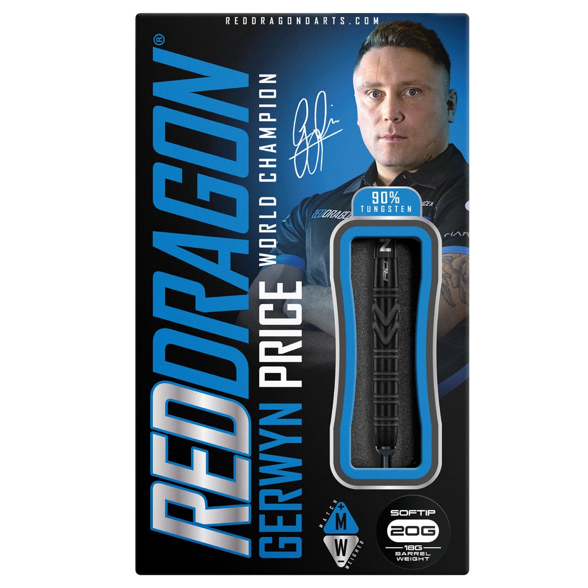 Red Dragon Gerwyn Price Black SE 90% Tungsten Soft Tip Darts (18 grams)