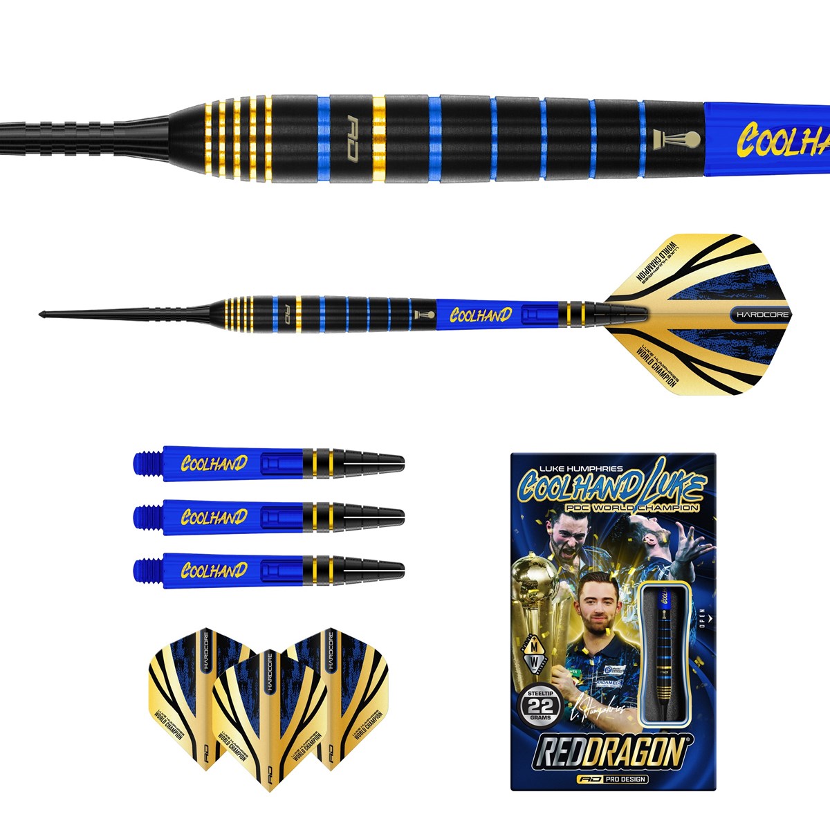Red Dragon Luke Humphries TX4 Avenger 90% Tungsten Steel Tip Darts (22 grams)