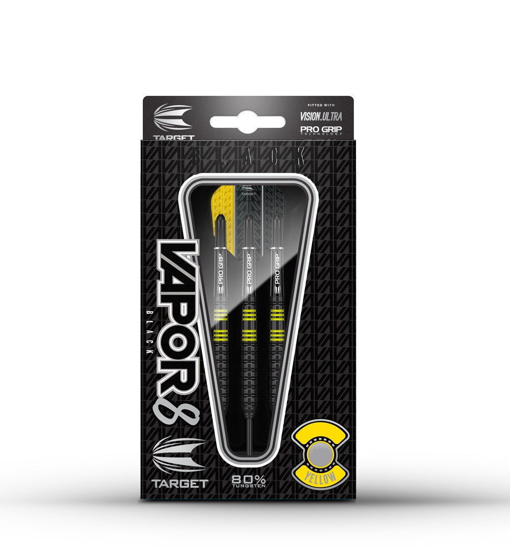 Target Darts Vapor8 Black/Yellow Steel 80% Tungsten 24 grams