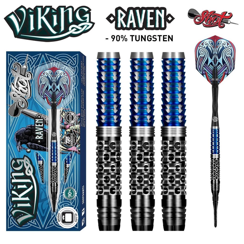 Shot Viking Raven 90% Tungsten Steel Tip Darts 18 grams