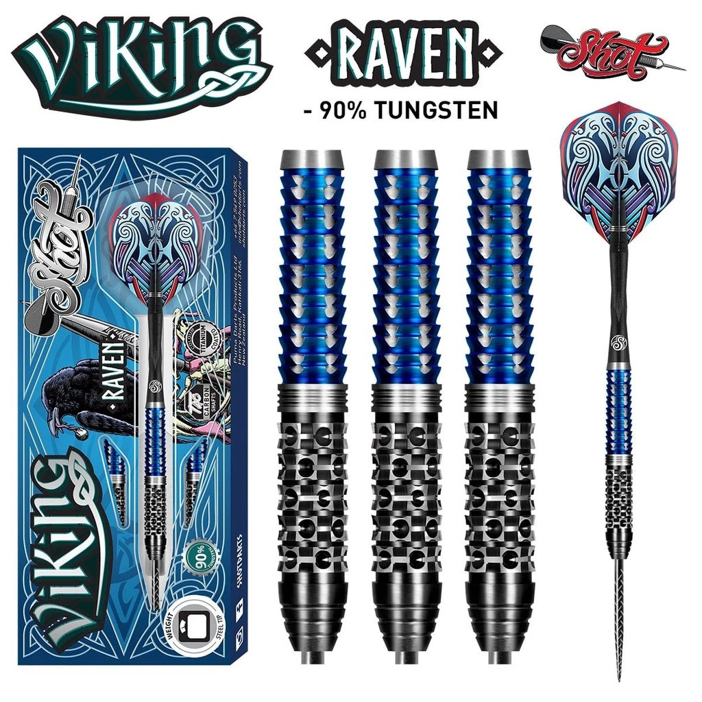 Shot Viking Raven 90% Tungsten Steel Tip Darts 23 grams